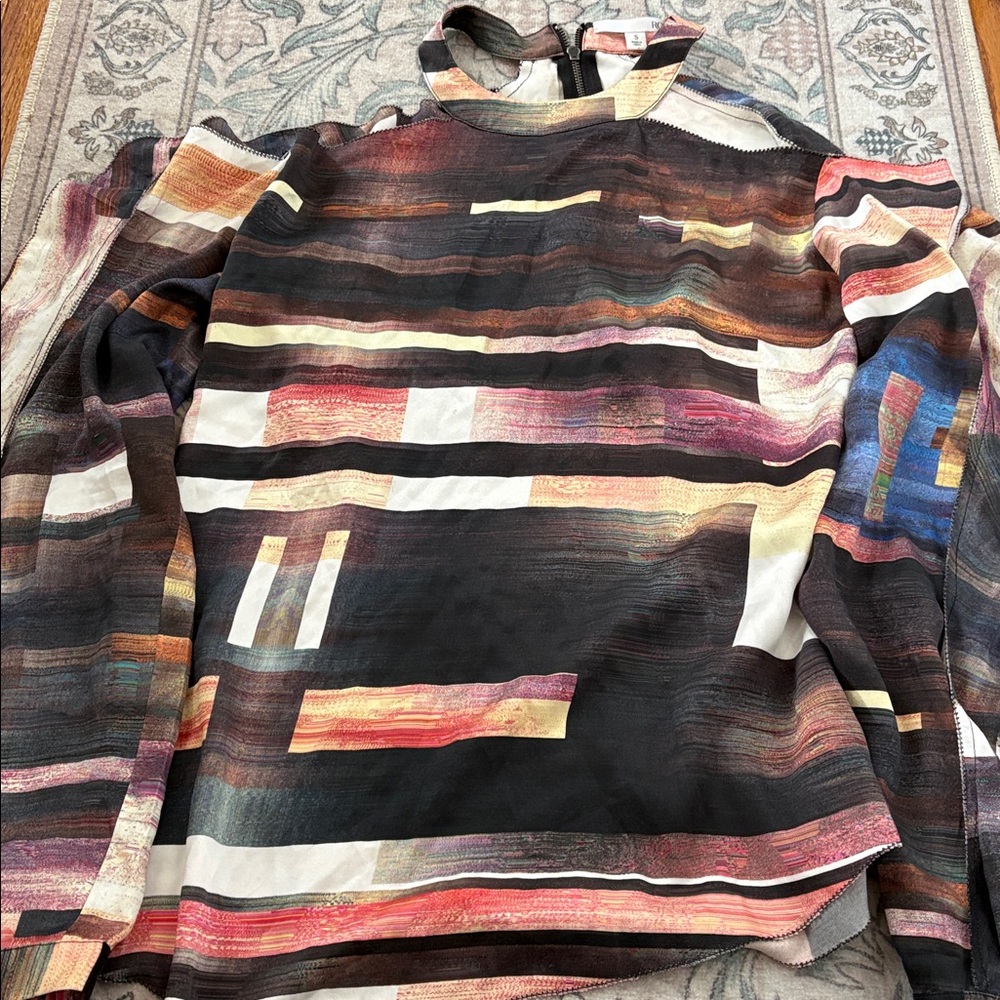 Roi beautiful silk cold shoulder blouse